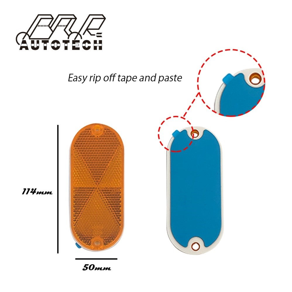 Amber Oval stick on cars trailers reflectors