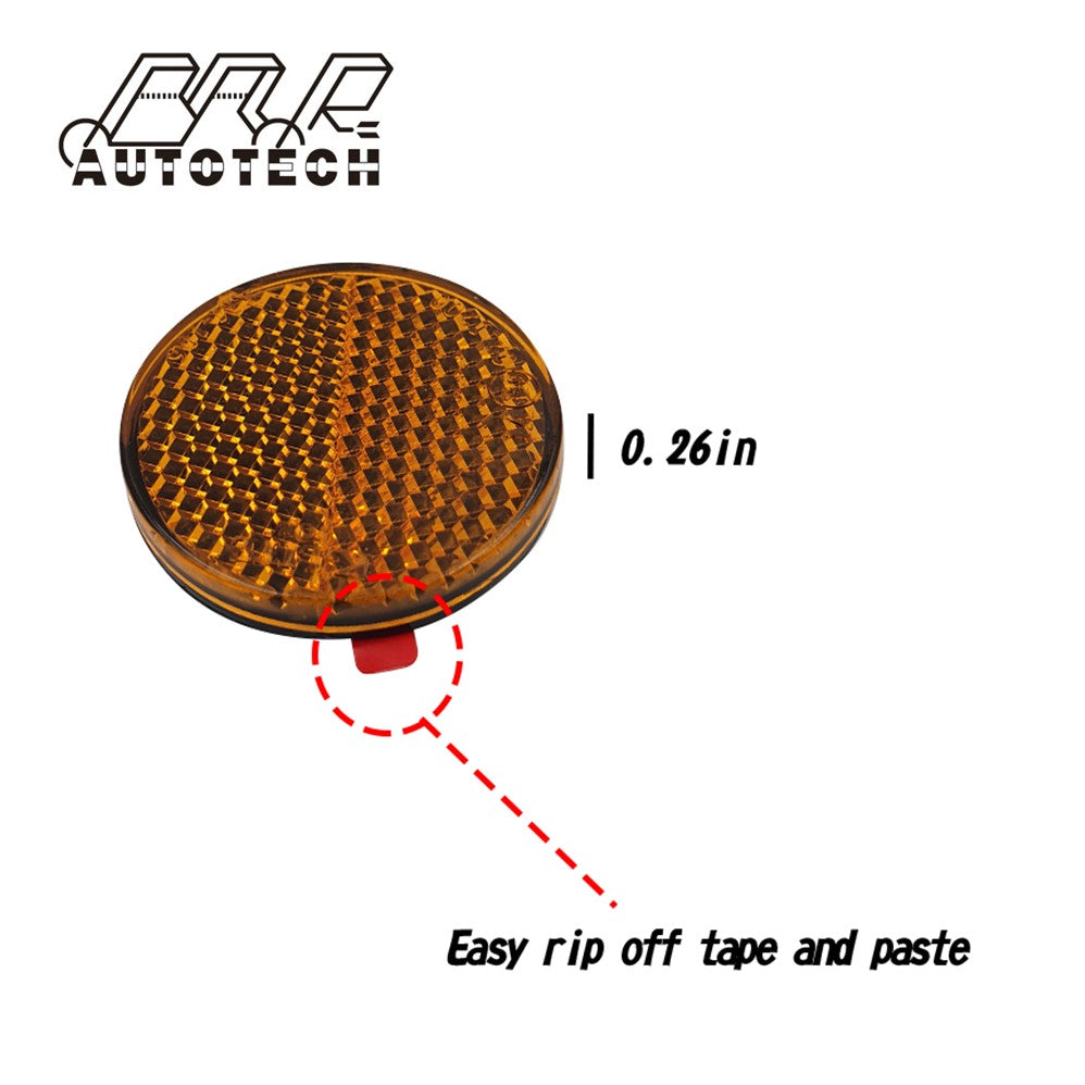 Amber strong adhesive round reflector for motorcycle traffic