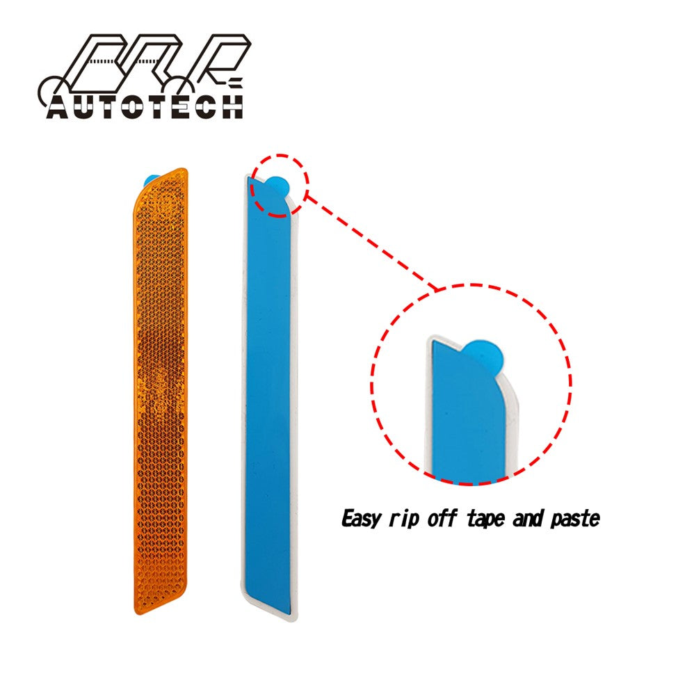 Adhesive and orange amber hard reflector with tape for motorcycle